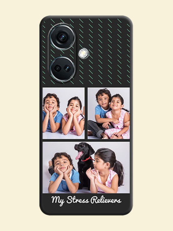 Cross Dotted Pattern with 2 Image Holder on Personalised Space Black Soft Matte Cases - OnePlus Nord CE 3 5G