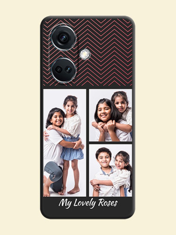 Wave Pattern with 3 Image Holder on Space Black Custom Soft Matte Back Cover - OnePlus Nord CE 3 5G