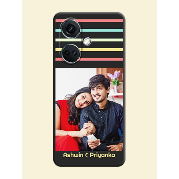 Color Stripes with Photo and Text - Photo on Space Black Soft Matte Mobile Case - OnePlus Nord CE 3 5G Color Stripes with Photo and Text - Photo on Space Black Soft Matte Mobile Case - OnePlus Nord CE 3 5G