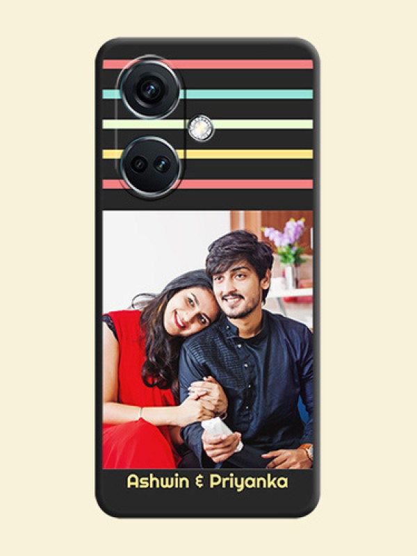 Color Stripes with Photo and Text - Photo on Space Black Soft Matte Mobile Case - OnePlus Nord CE 3 5G