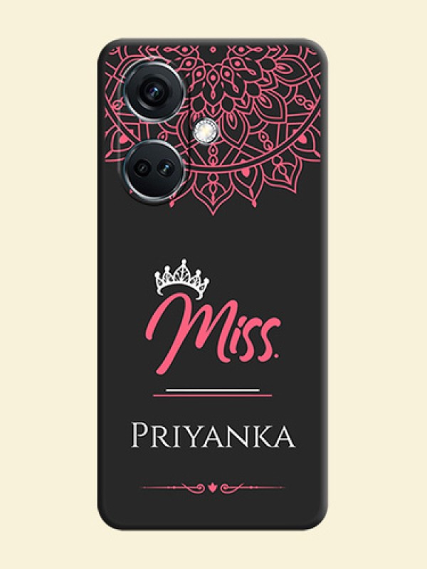 Mrs Name with Floral Design on Space Black Personalized Soft Matte Phone Covers - OnePlus Nord CE 3 5G