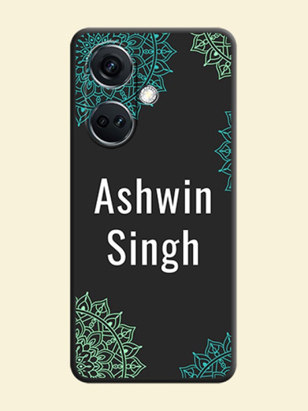 Your Name with Floral Design on Space Black Custom Soft Matte Back Cover - OnePlus Nord CE 3 5G