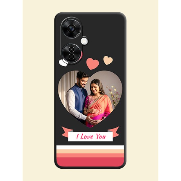 Love Shaped Photo with Colorful Stripes on Personalised Space Black Soft Matte Cases - Nord CE 3 Lite 5G