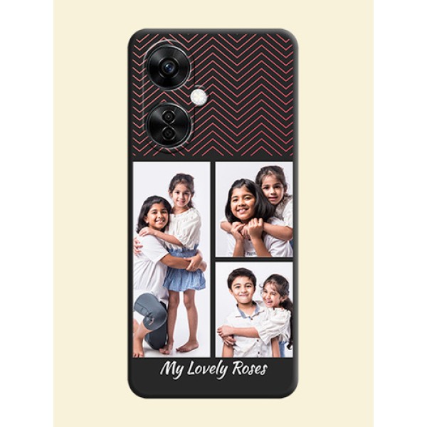 Wave Pattern with 3 Image Holder on Space Black Custom Soft Matte Back Cover - Nord CE 3 Lite 5G Wave Pattern with 3 Image Holder on Space Black Custom Soft Matte Back Cover - Nord CE 3 Lite 5G
