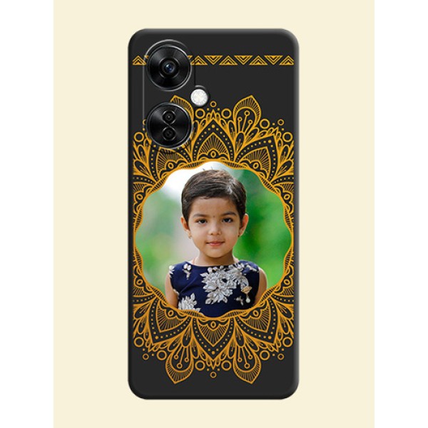 Round Image with Floral Design on Photo on Space Black Soft Matte Mobile Cover - Nord CE 3 Lite 5G Round Image with Floral Design on Photo on Space Black Soft Matte Mobile Cover - Nord CE 3 Lite 5G