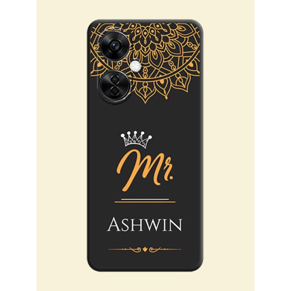 Mr Name with Floral Design on Personalised Space Black Soft Matte Cases - Nord CE 3 Lite 5G Mr Name with Floral Design on Personalised Space Black Soft Matte Cases - Nord CE 3 Lite 5G