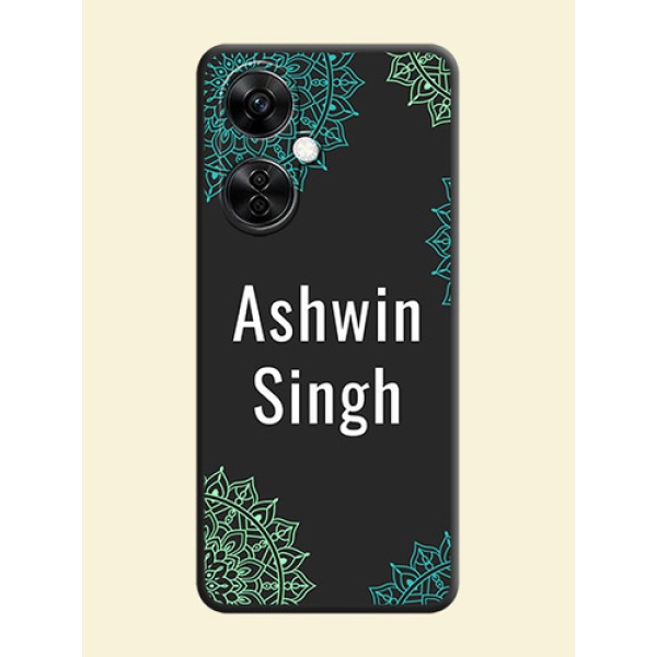 Your Name with Floral Design on Space Black Custom Soft Matte Back Cover - Nord CE 3 Lite 5G Your Name with Floral Design on Space Black Custom Soft Matte Back Cover - Nord CE 3 Lite 5G