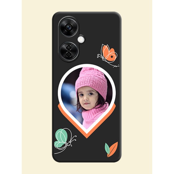 Upload Pic With Simple Butterly Design On Space Black Personalized Soft Matte Phone Covers -Oneplus Nord Ce 3 Lite 5G Upload Pic With Simple Butterly Design On Space Black Personalized Soft Matte Phone Covers -Oneplus Nord Ce 3 Lite 5G
