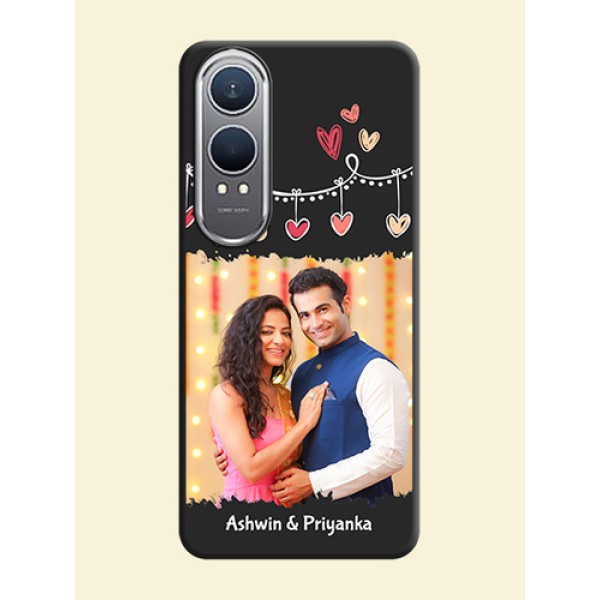 Pink Love Hangings with Name On Space Black Custom Soft Matte Mobile Back Cover - OnePlus Nord CE 4 Lite 5G Pink Love Hangings with Name On Space Black Custom Soft Matte Mobile Back Cover - OnePlus Nord CE 4 Lite 5G