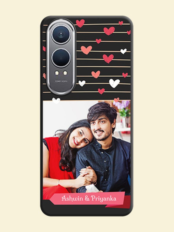 Love Pattern with Name on Pink Ribbon on Photo On Space Black Custom Soft Matte Mobile Back Cover - OnePlus Nord CE 4 Lite 5G