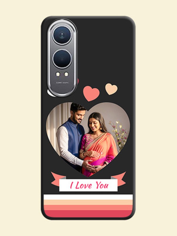 Love Shaped Photo with Colorful Stripes On Space Black Custom Soft Matte Mobile Back Cover - OnePlus Nord CE 4 Lite 5G