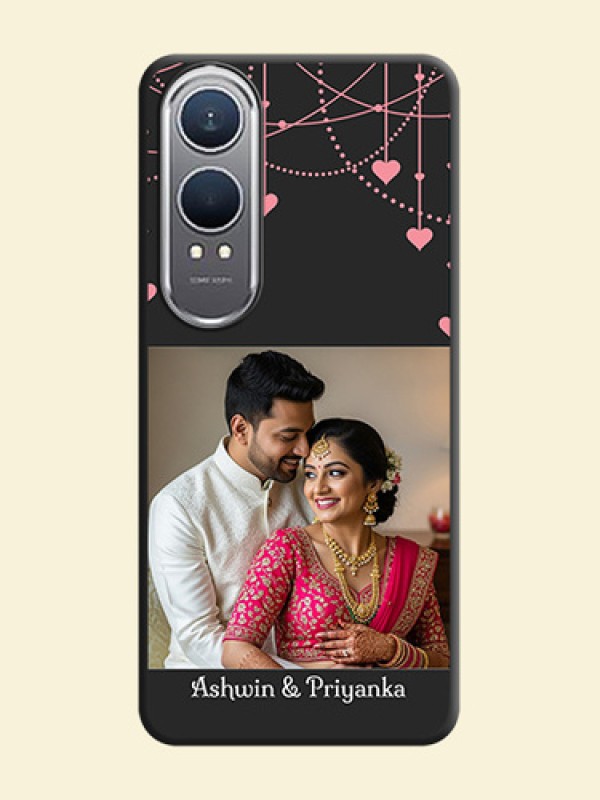 Pink Love Hangings with Text On Space Black Custom Soft Matte Mobile Back Cover - OnePlus Nord CE 4 Lite 5G