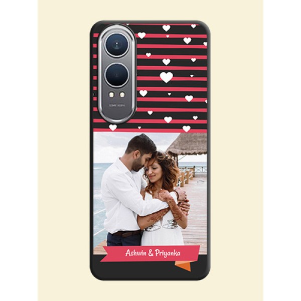 White Color Love Symbols with Pink Lines Pattern On Space Black Custom Soft Matte Mobile Back Cover - OnePlus Nord CE 4 Lite 5G White Color Love Symbols with Pink Lines Pattern On Space Black Custom Soft Matte Mobile Back Cover - OnePlus Nord CE 4 Lite 5G