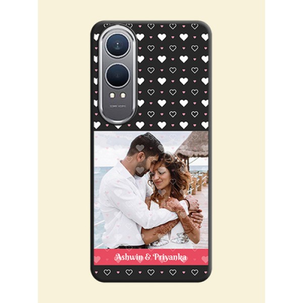 White Color Love Symbols with Text Design on Photo On Space Black Custom Soft Matte Mobile Back Cover - OnePlus Nord CE 4 Lite 5G