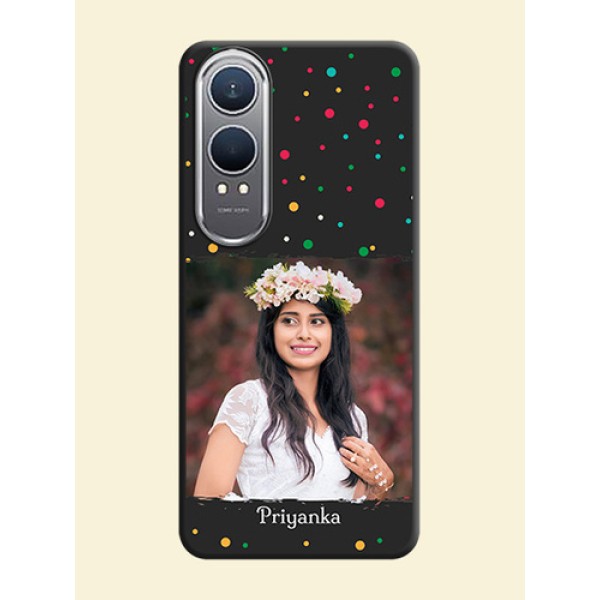 Multicolor Dotted Pattern with Text On Space Black Custom Soft Matte Mobile Back Cover - OnePlus Nord CE 4 Lite 5G Multicolor Dotted Pattern with Text On Space Black Custom Soft Matte Mobile Back Cover - OnePlus Nord CE 4 Lite 5G