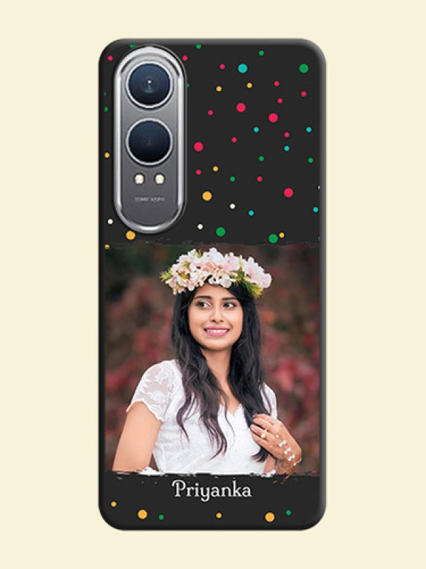 Multicolor Dotted Pattern with Text On Space Black Custom Soft Matte Mobile Back Cover - OnePlus Nord CE 4 Lite 5G