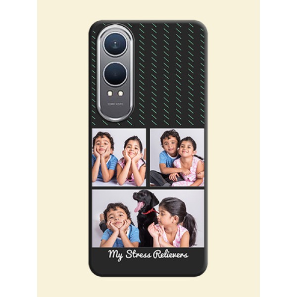 Cross Dotted Pattern with 2 Image Holder On Space Black Custom Soft Matte Mobile Back Cover - OnePlus Nord CE 4 Lite 5G Cross Dotted Pattern with 2 Image Holder On Space Black Custom Soft Matte Mobile Back Cover - OnePlus Nord CE 4 Lite 5G