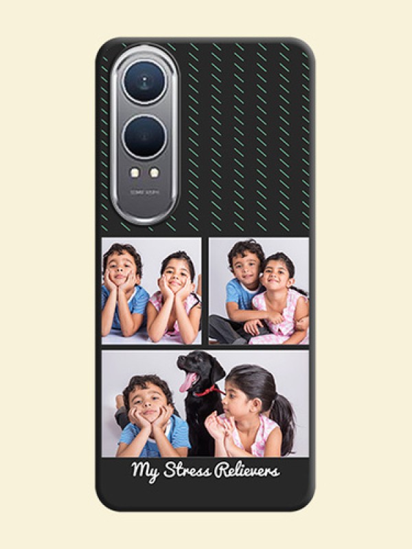 Cross Dotted Pattern with 2 Image Holder On Space Black Custom Soft Matte Mobile Back Cover - OnePlus Nord CE 4 Lite 5G
