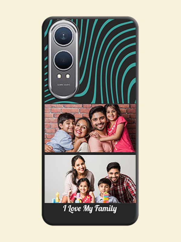 Wave Pattern with 2 Image Holder On Space Black Custom Soft Matte Mobile Back Cover - OnePlus Nord CE 4 Lite 5G