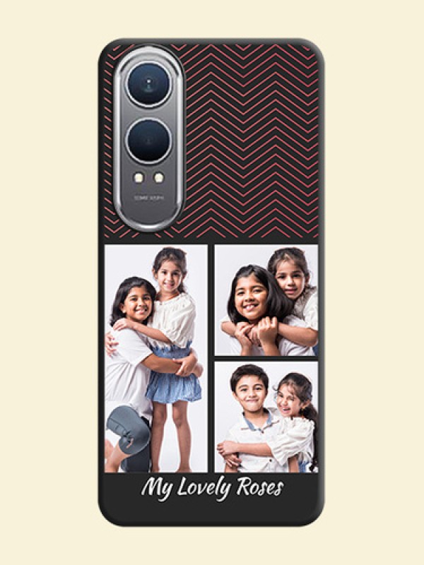 Wave Pattern with 3 Image Holder On Space Black Custom Soft Matte Mobile Back Cover - OnePlus Nord CE 4 Lite 5G
