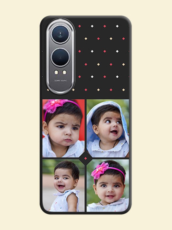 Multicolor Dotted Pattern with 4 Image Holder On Space Black Custom Soft Matte Mobile Back Cover - OnePlus Nord CE 4 Lite 5G