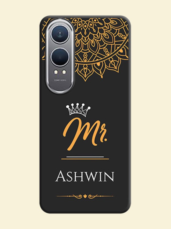 Mr Name with Floral Design On Space Black Custom Soft Matte Mobile Back Cover - OnePlus Nord CE 4 Lite 5G