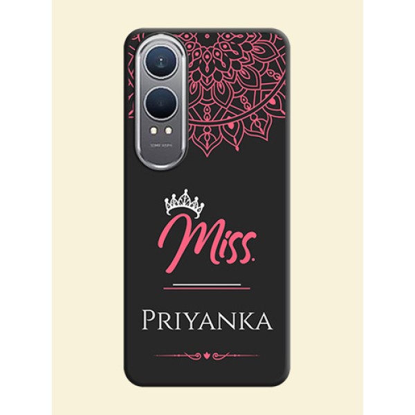 Mrs Name with Floral Design On Space Black Custom Soft Matte Mobile Back Cover - OnePlus Nord CE 4 Lite 5G Mrs Name with Floral Design On Space Black Custom Soft Matte Mobile Back Cover - OnePlus Nord CE 4 Lite 5G