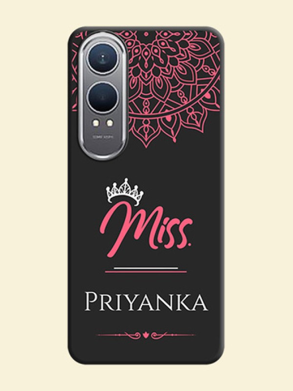 Mrs Name with Floral Design On Space Black Custom Soft Matte Mobile Back Cover - OnePlus Nord CE 4 Lite 5G