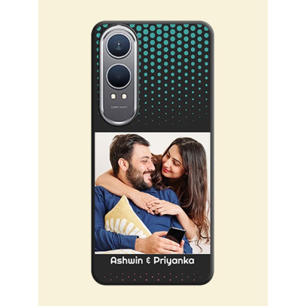 Faded Dots with Grunge Photo Frame and Text On Space Black Custom Soft Matte Mobile Back Cover - OnePlus Nord CE 4 Lite 5G Faded Dots with Grunge Photo Frame and Text On Space Black Custom Soft Matte Mobile Back Cover - OnePlus Nord CE 4 Lite 5G