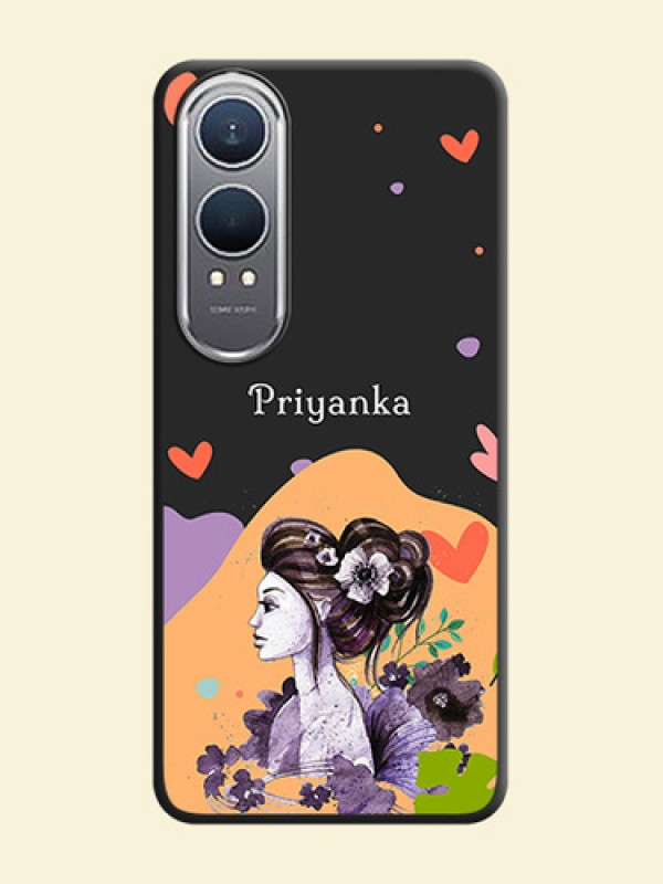 Namecase For Her With Fancy Lady Image On Space Black Custom Soft Matte Mobile Back Cover - OnePlus Nord CE 4 Lite 5G