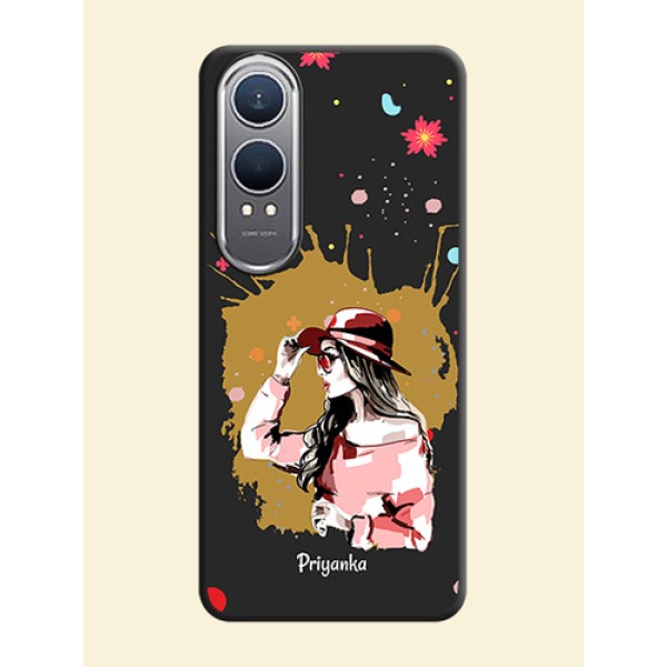 Mordern Lady With Color Splash Background With Custom Text On Space Black Custom Soft Matte Mobile Back Cover - OnePlus Nord CE 4 Lite 5G