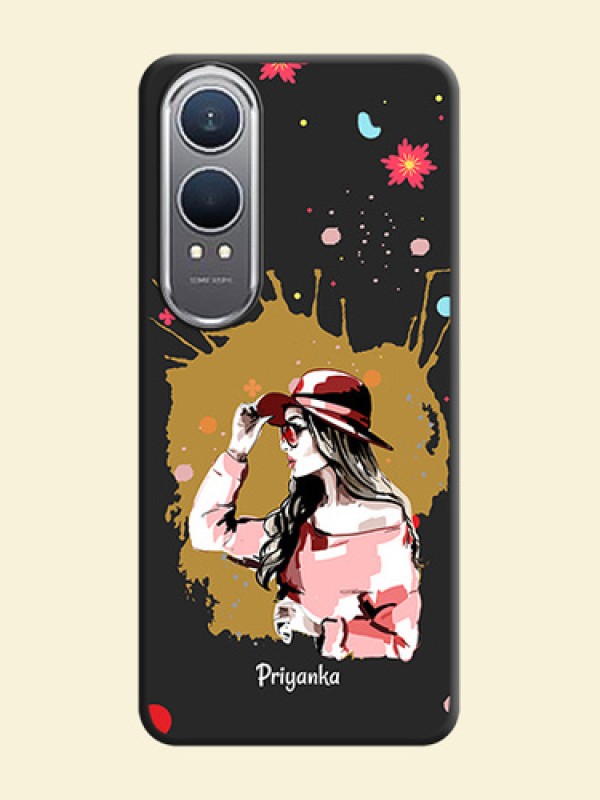 Mordern Lady With Color Splash Background With Custom Text On Space Black Custom Soft Matte Mobile Back Cover - OnePlus Nord CE 4 Lite 5G