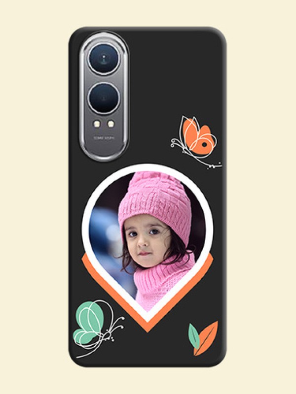 Upload Pic With Simple Butterly Design On Space Black Custom Soft Matte Mobile Back Cover - OnePlus Nord CE 4 Lite 5G