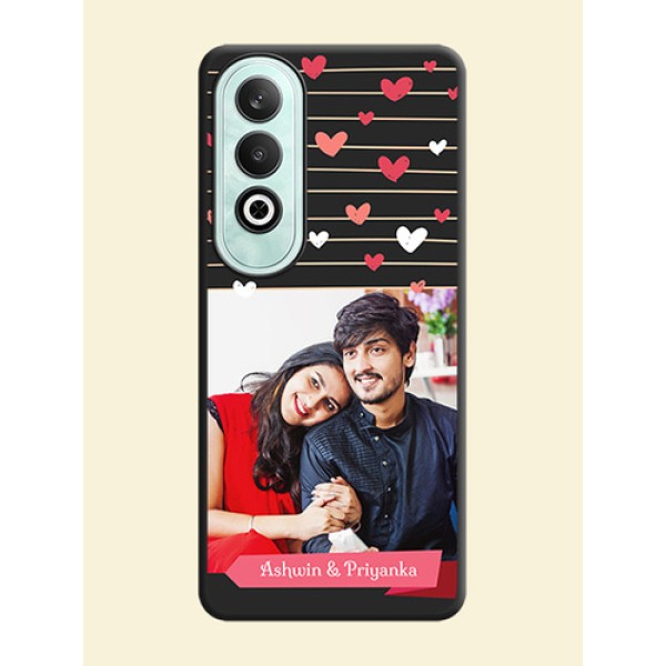 Love Pattern with Name on Pink Ribbon - Photo on Space Black Soft Matte Back Cover - OnePlus Nord CE 4 Love Pattern with Name on Pink Ribbon - Photo on Space Black Soft Matte Back Cover - OnePlus Nord CE 4