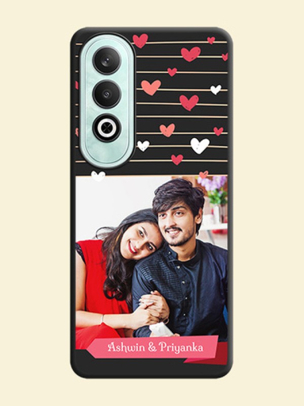 Love Pattern with Name on Pink Ribbon - Photo on Space Black Soft Matte Back Cover - OnePlus Nord CE 4