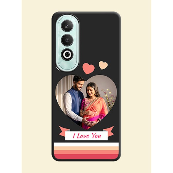 Love Shaped Photo with Colorful Stripes on Personalised Space Black Soft Matte Cases - OnePlus Nord CE 4 Love Shaped Photo with Colorful Stripes on Personalised Space Black Soft Matte Cases - OnePlus Nord CE 4