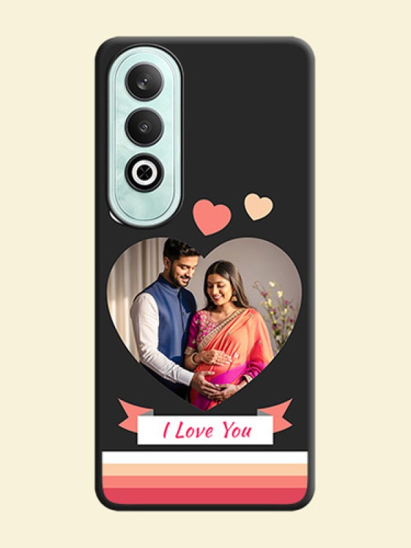 Love Shaped Photo with Colorful Stripes on Personalised Space Black Soft Matte Cases - OnePlus Nord CE 4