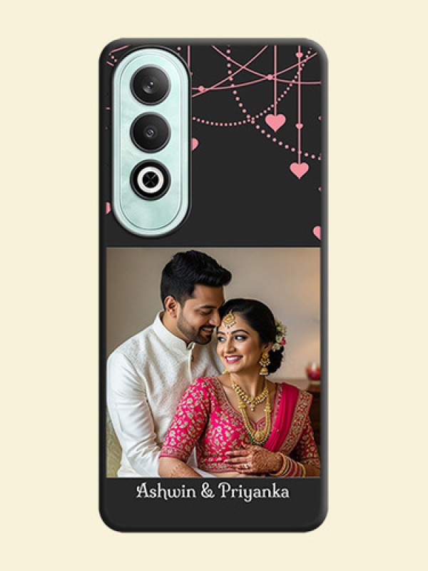 Pink Love Hangings with Text on Space Black Custom Soft Matte Back Cover - OnePlus Nord CE 4