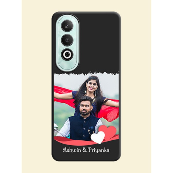 Pink Color Love Shaped Ribbon Design with Text on Space Black Custom Soft Matte Phone Back Cover - OnePlus Nord CE 4 Pink Color Love Shaped Ribbon Design with Text on Space Black Custom Soft Matte Phone Back Cover - OnePlus Nord CE 4
