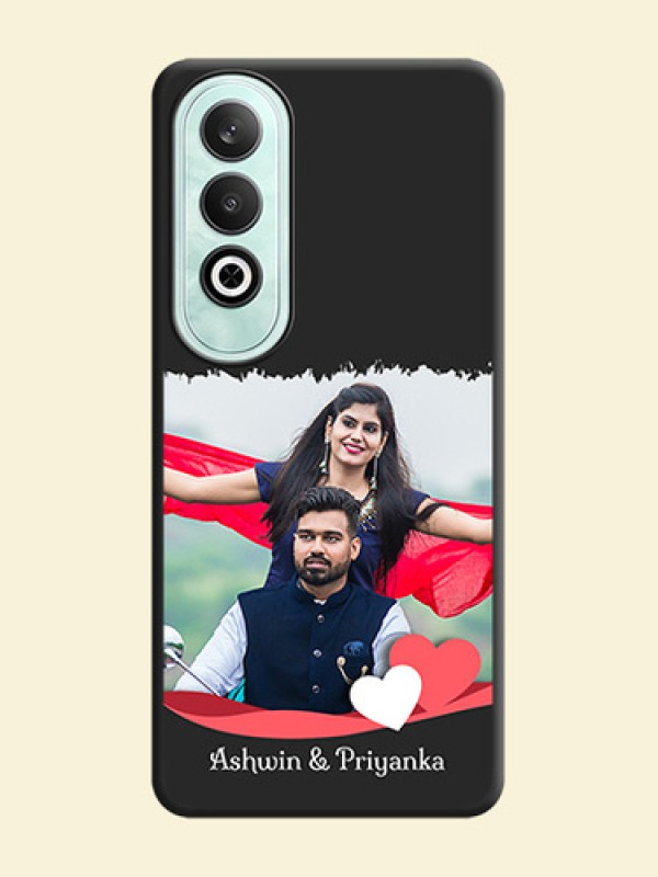 Pink Color Love Shaped Ribbon Design with Text on Space Black Custom Soft Matte Phone Back Cover - OnePlus Nord CE 4