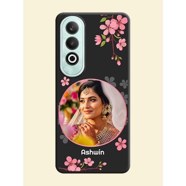 Round Image with Pink Color Floral Design - Photo on Space Black Soft Matte Back Cover - OnePlus Nord CE 4 Round Image with Pink Color Floral Design - Photo on Space Black Soft Matte Back Cover - OnePlus Nord CE 4