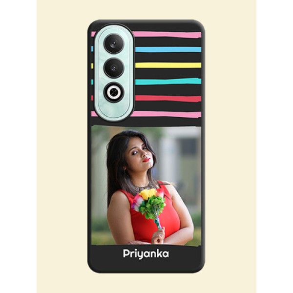 Multicolor Lines with Image on Space Black Personalized Soft Matte Phone Covers - OnePlus Nord CE 4 Multicolor Lines with Image on Space Black Personalized Soft Matte Phone Covers - OnePlus Nord CE 4