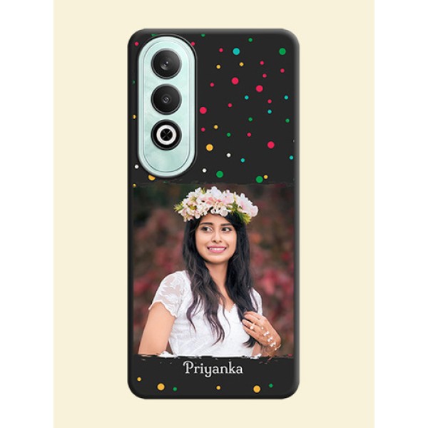 Multicolor Dotted Pattern with Text on Space Black Custom Soft Matte Phone Back Cover - OnePlus Nord CE 4 Multicolor Dotted Pattern with Text on Space Black Custom Soft Matte Phone Back Cover - OnePlus Nord CE 4