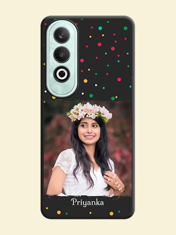 Multicolor Dotted Pattern with Text on Space Black Custom Soft Matte Phone Back Cover - OnePlus Nord CE 4