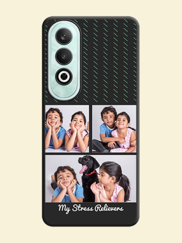 Cross Dotted Pattern with 2 Image Holder on Personalised Space Black Soft Matte Cases - OnePlus Nord CE 4