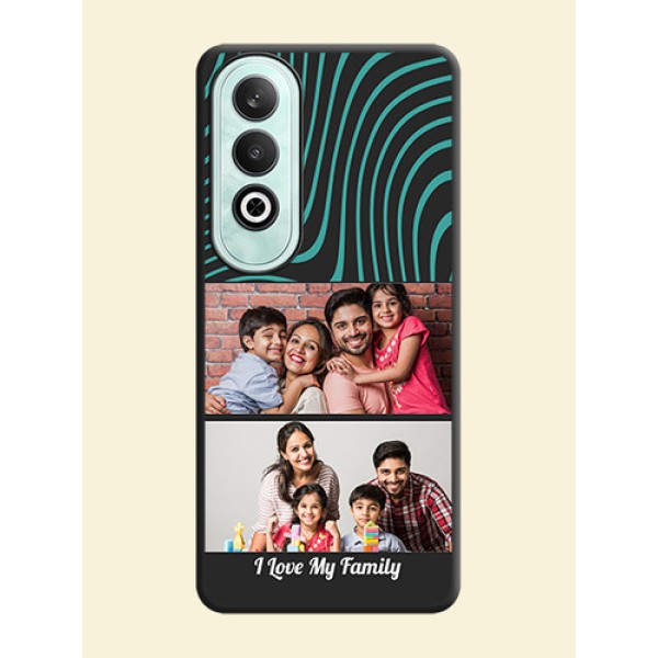 Wave Pattern with 2 Image Holder on Space Black Personalized Soft Matte Phone Covers - OnePlus Nord CE 4 Wave Pattern with 2 Image Holder on Space Black Personalized Soft Matte Phone Covers - OnePlus Nord CE 4