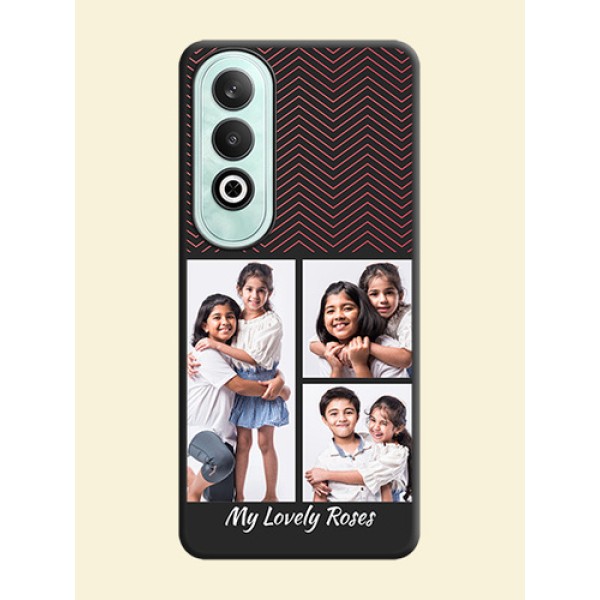 Wave Pattern with 3 Image Holder on Space Black Custom Soft Matte Back Cover - OnePlus Nord CE 4 Wave Pattern with 3 Image Holder on Space Black Custom Soft Matte Back Cover - OnePlus Nord CE 4