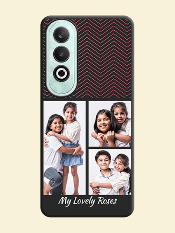 Wave Pattern with 3 Image Holder on Space Black Custom Soft Matte Back Cover - OnePlus Nord CE 4