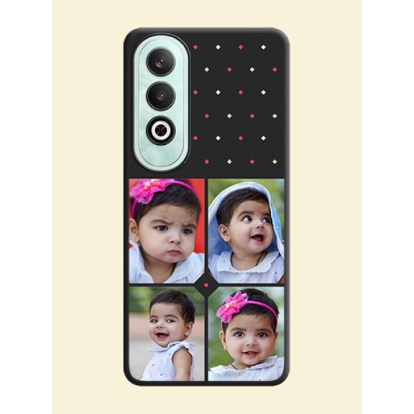 Multicolor Dotted Pattern with 4 Image Holder on Space Black Custom Soft Matte Phone Cases - OnePlus Nord CE 4 Multicolor Dotted Pattern with 4 Image Holder on Space Black Custom Soft Matte Phone Cases - OnePlus Nord CE 4