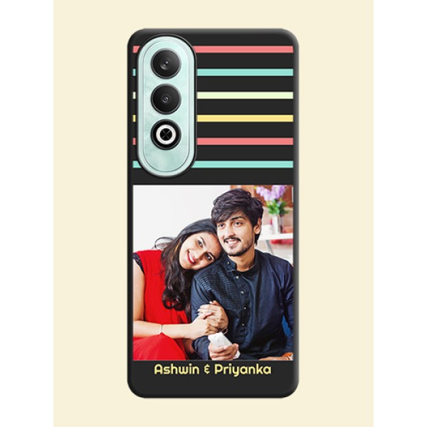 Color Stripes with Photo and Text - Photo on Space Black Soft Matte Mobile Case - OnePlus Nord CE 4 Color Stripes with Photo and Text - Photo on Space Black Soft Matte Mobile Case - OnePlus Nord CE 4